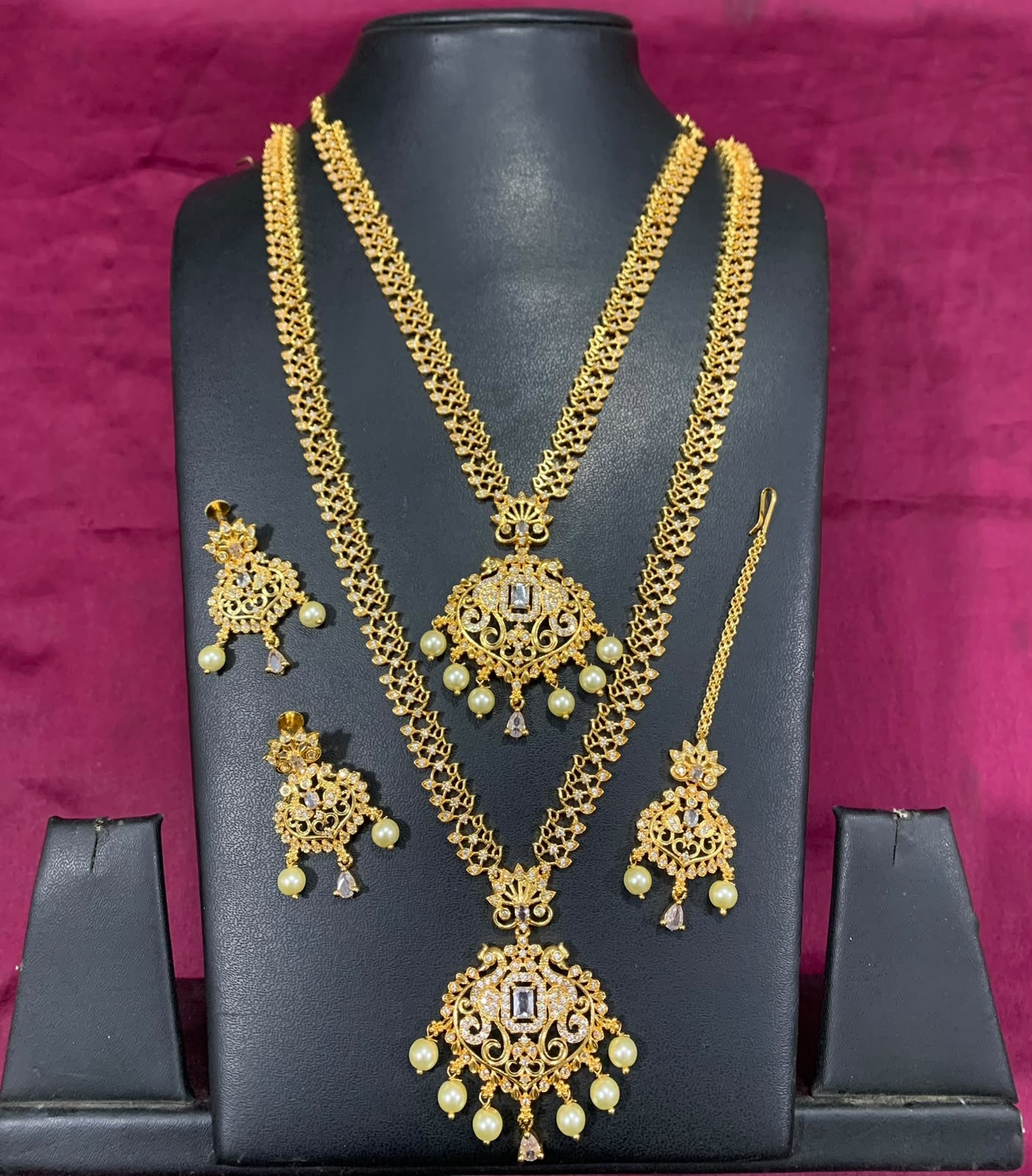 Stone Aaram Necklace Combo Set White Ac0017