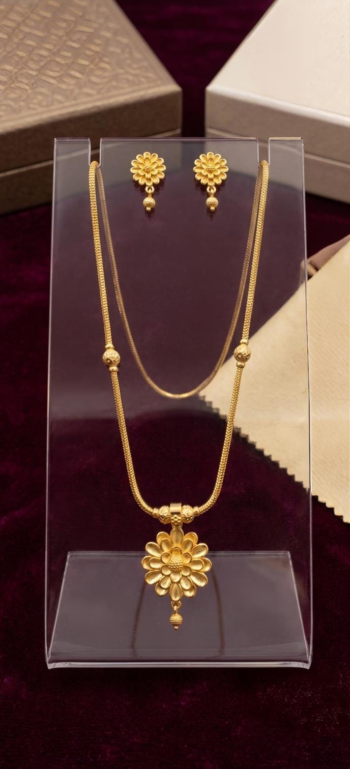 Flower Forming Necklace With Ear Ring Fn0013