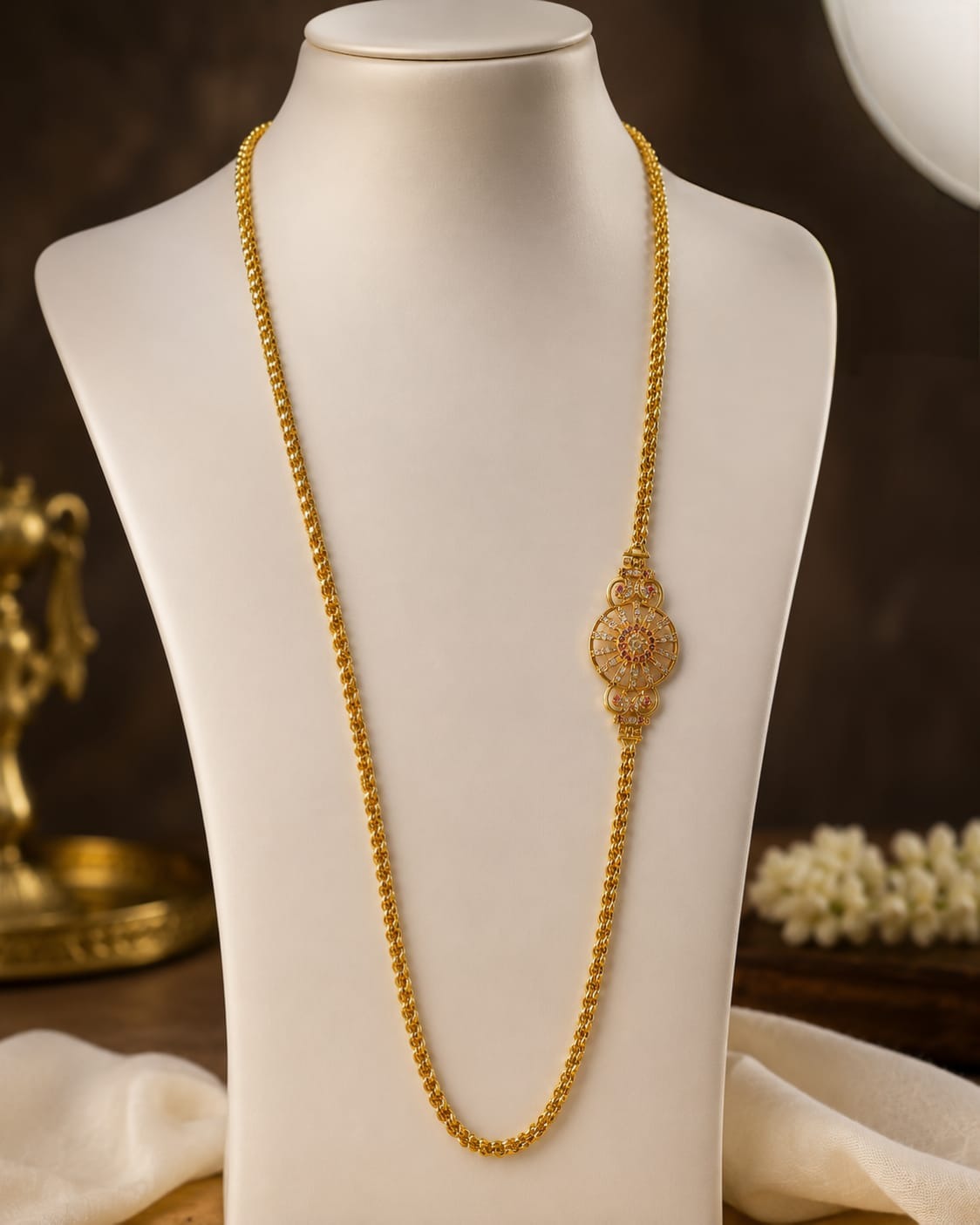 Wheel Pink With White Saradu Mogappu Chain Sm0026