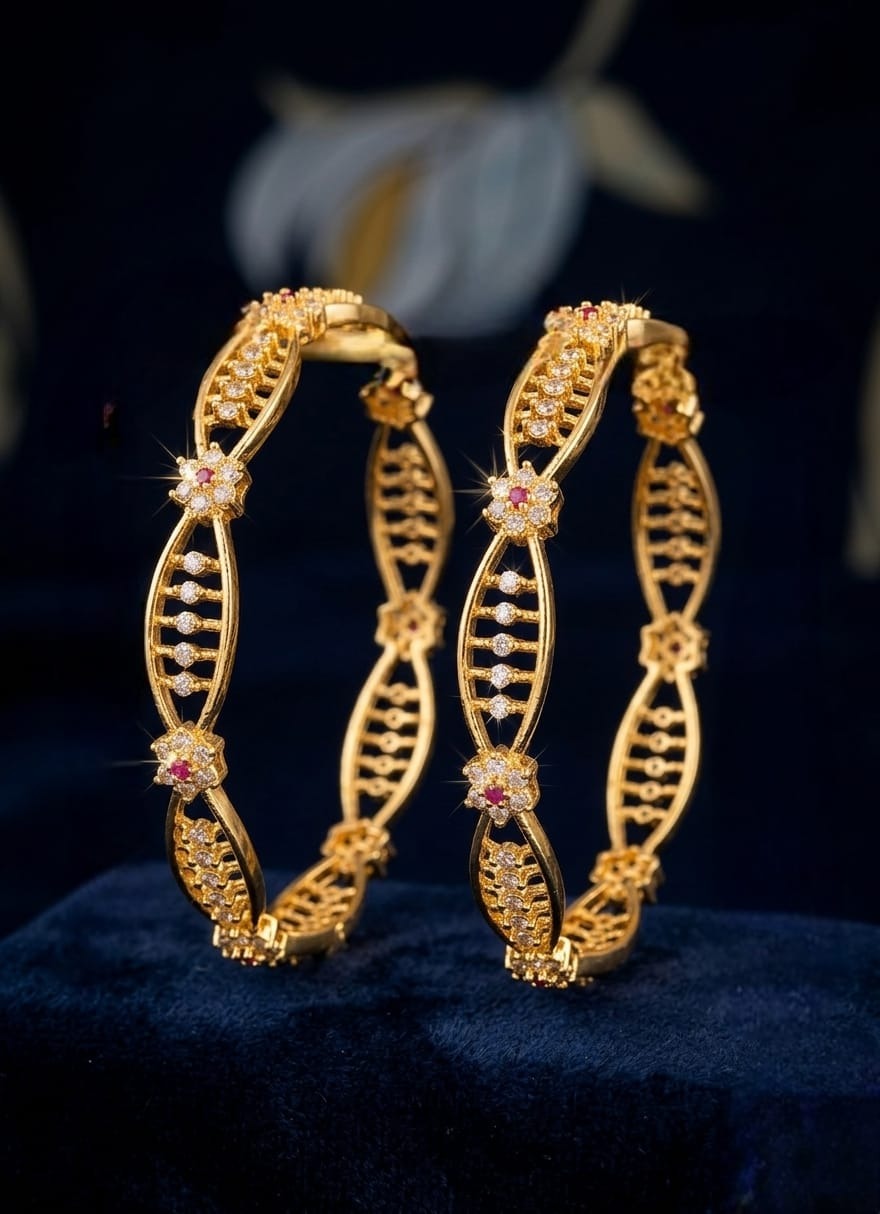 2.8 Ad Stone Bangle Flower Pink With White	 28ad0038