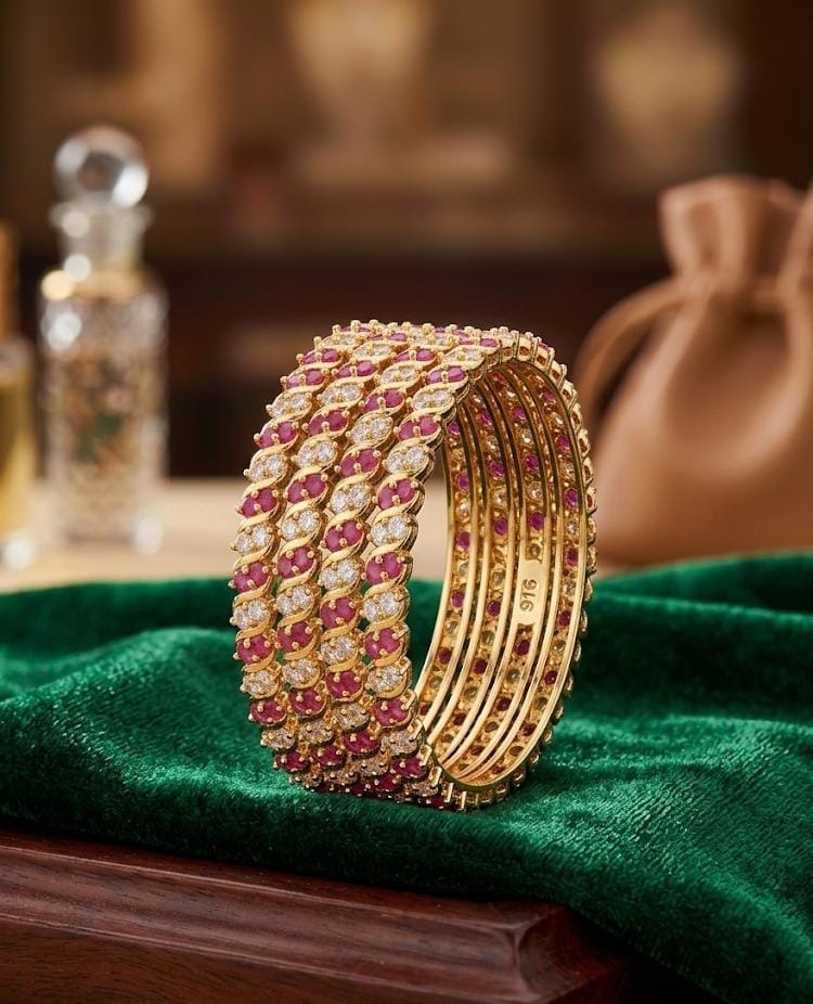 2.4 Ad Stone Bangle Pink With White 24ad0030
