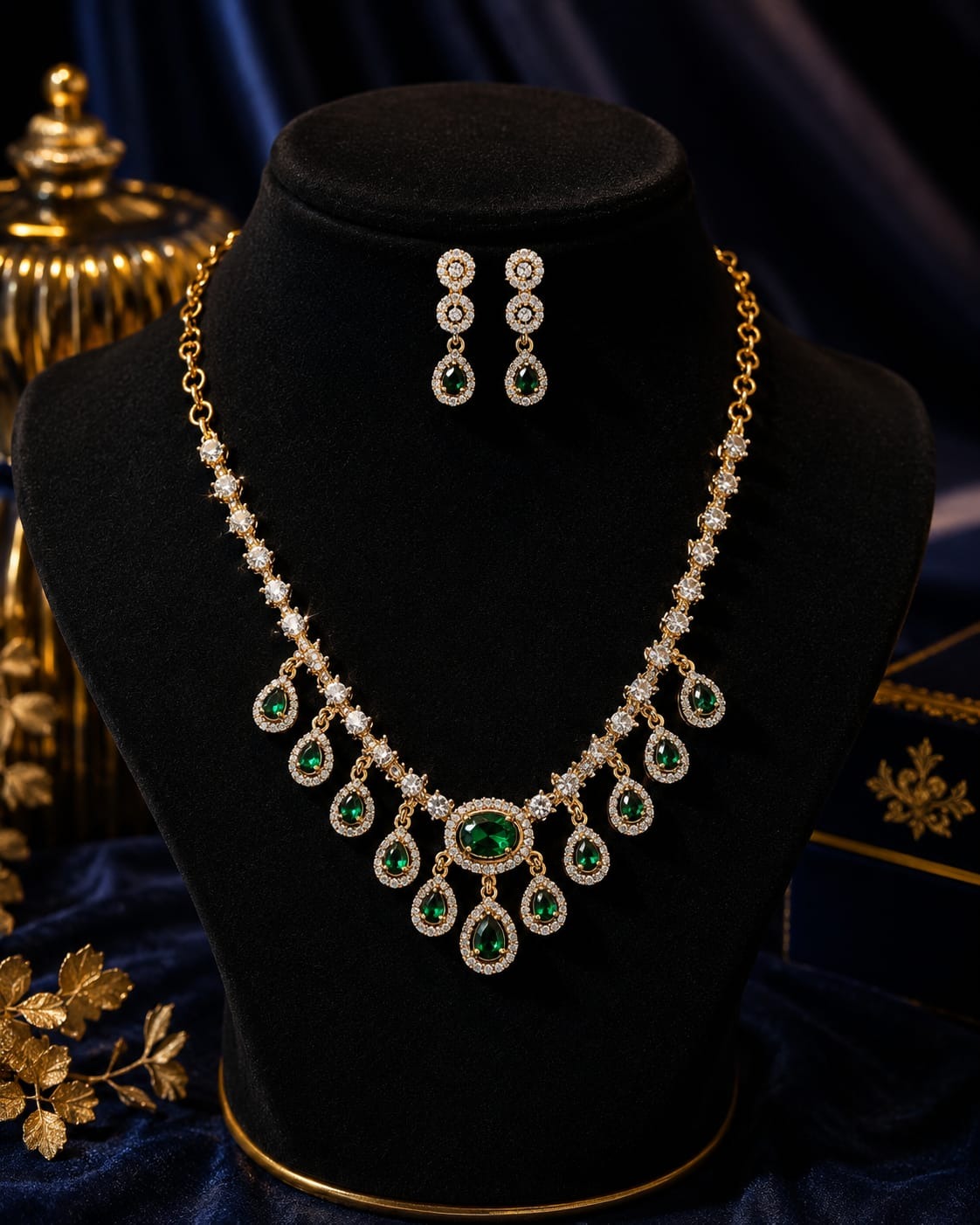 Ad Stone Necklace With Ear Ring An0047